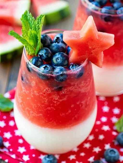 A refreshing 4th of July Mojito cocktail with mint and lime garnish.