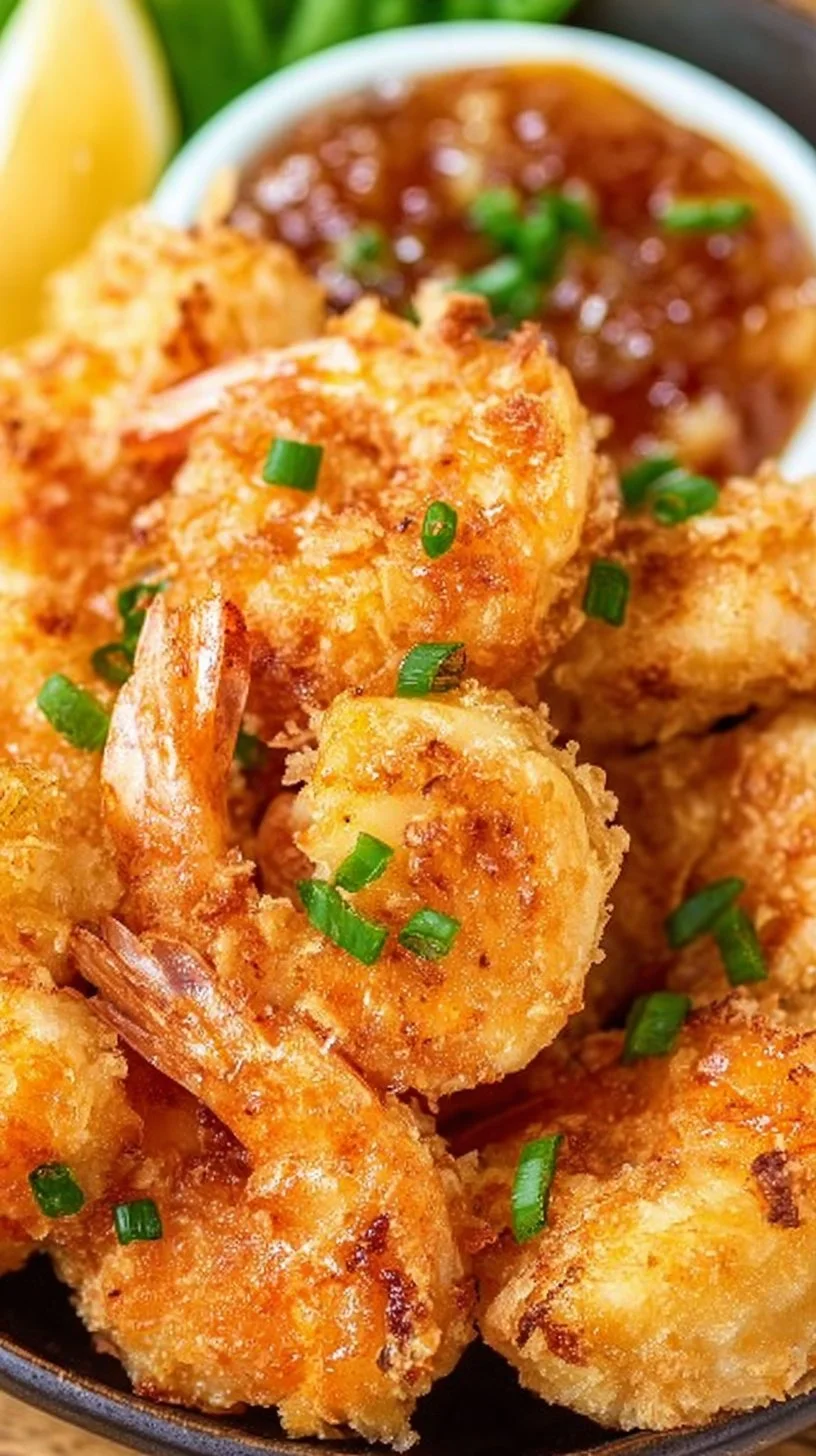 Crispy breaded shrimp served with a sweet and spicy dipping sauce