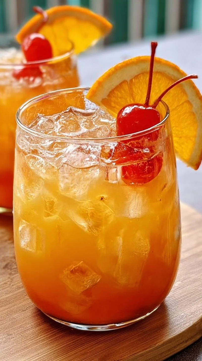 Refreshing Caribbean rum punch with vibrant tropical fruits and rum
