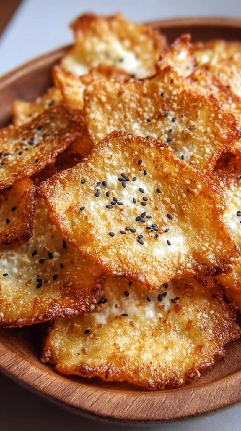 Crispy cottage cheese chips snack on a plate