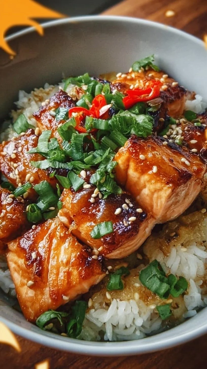 Crispy Salmon and Rice Bowl with fresh ingredients and colorful presentation