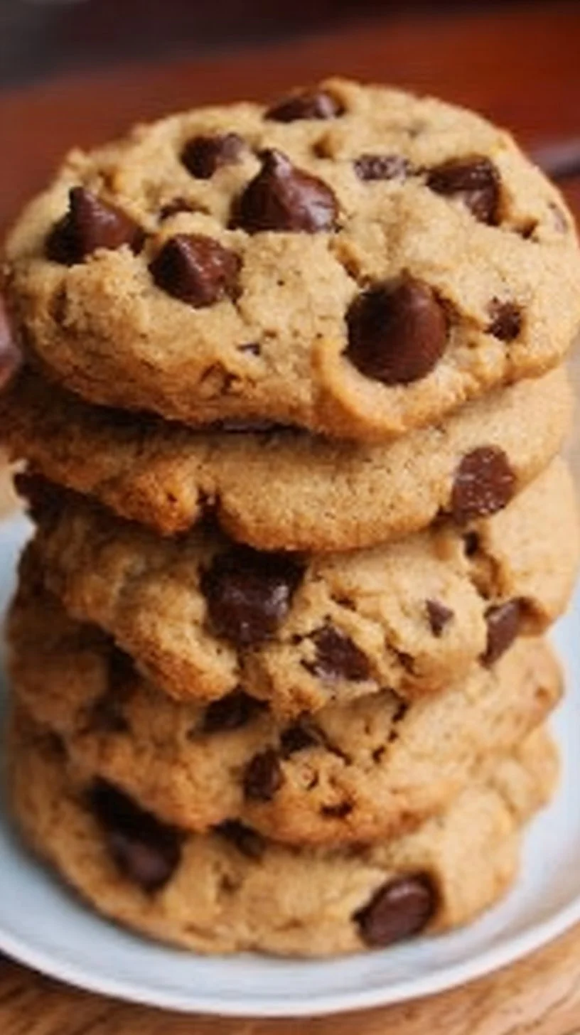 Easy peanut butter chocolate chip cookies on a baking sheet