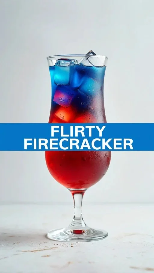 Flirty Firecracker cocktail served in a vibrant glass with colorful garnishes
