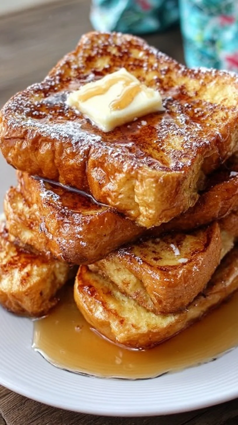 Delicious French Toast made with King's Hawaiian Rolls served on a plate.