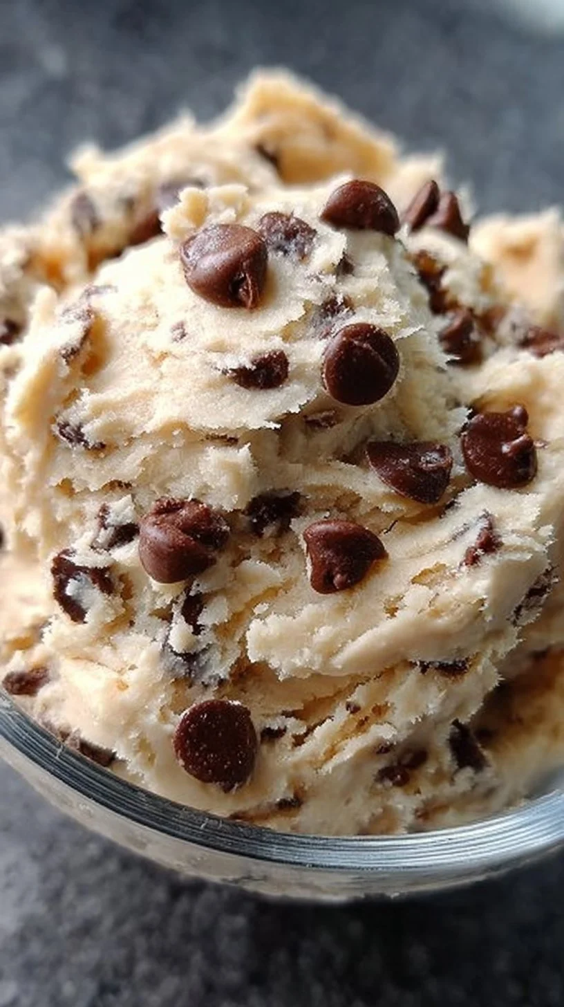 Bowl of Greek yogurt cookie dough made with healthy ingredients.