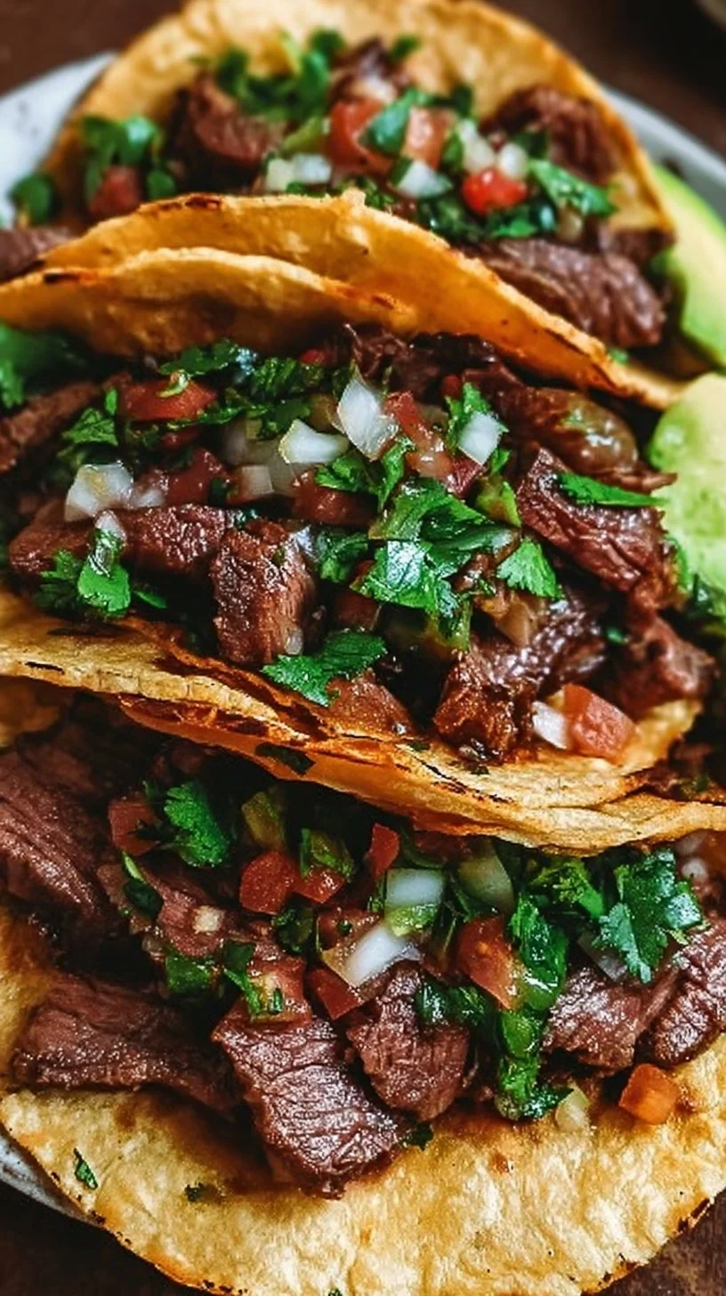 Grilled meat Mexican street tacos served with fresh toppings.