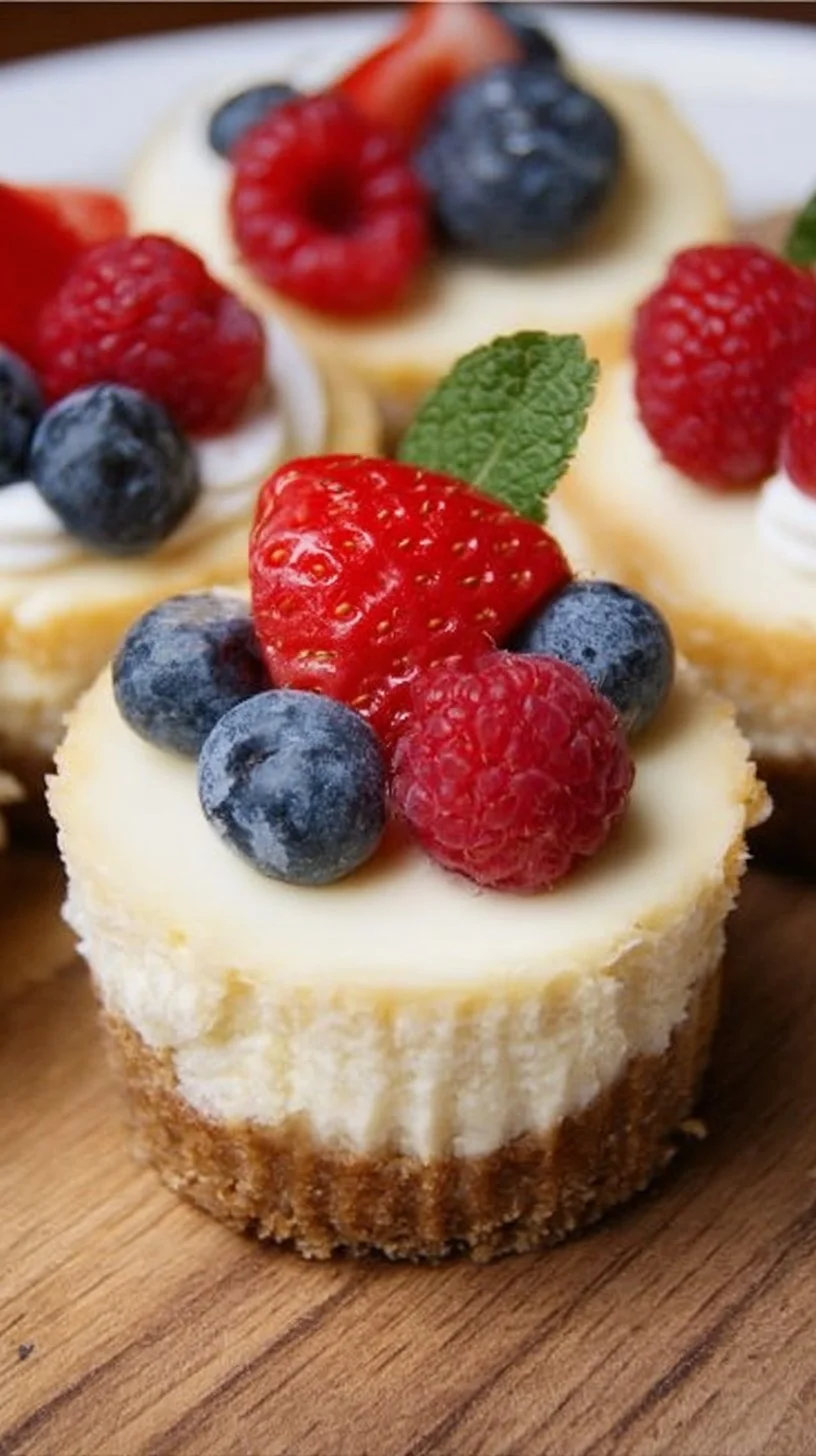 Delicious mini cheesecakes arranged on a platter, perfect for dessert lovers.