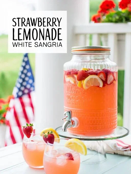 Refreshing glass of Pineapple Strawberry Lemonade with fruits