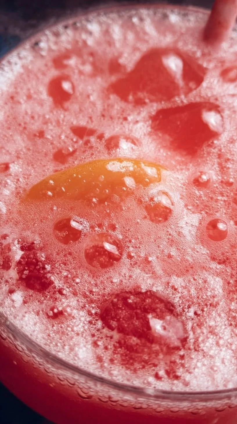 A refreshing glass of Pink Punch cocktail served with fruit slices.