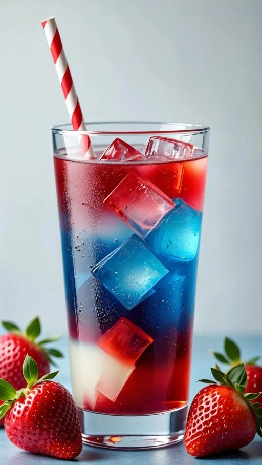 Red, white, and blue ice cubes for festive drinks
