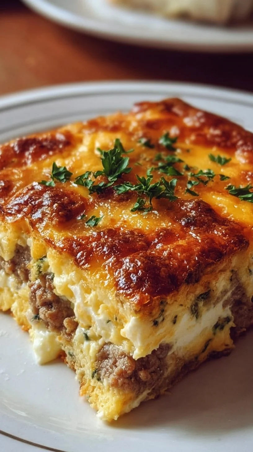 Delicious Sausage and Spinach Breakfast Casserole served in a baking dish