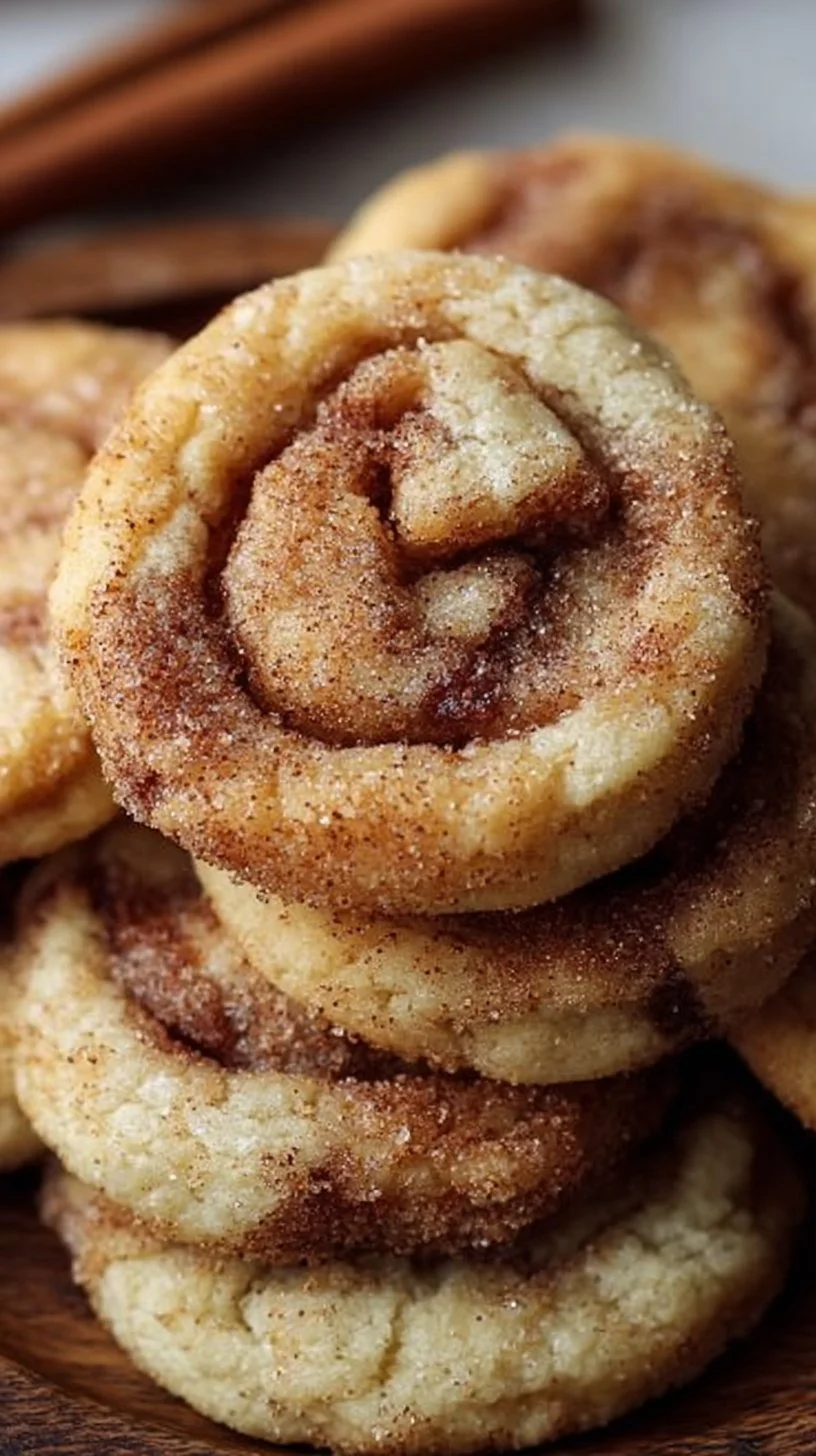 Soft and chewy cinnamon roll sugar cookies topped with icing on a plate.