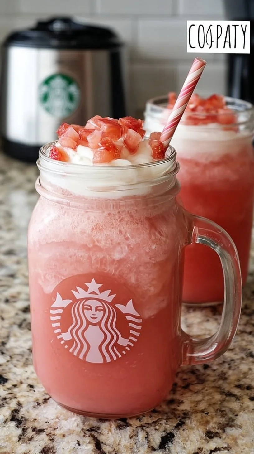 Starbucks Pink Drink copycat recipe with strawberries and coconut milk