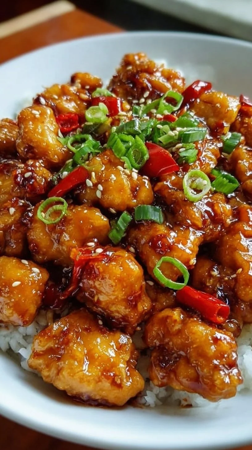 Delicious Sweet Chili Chicken served with vegetables.