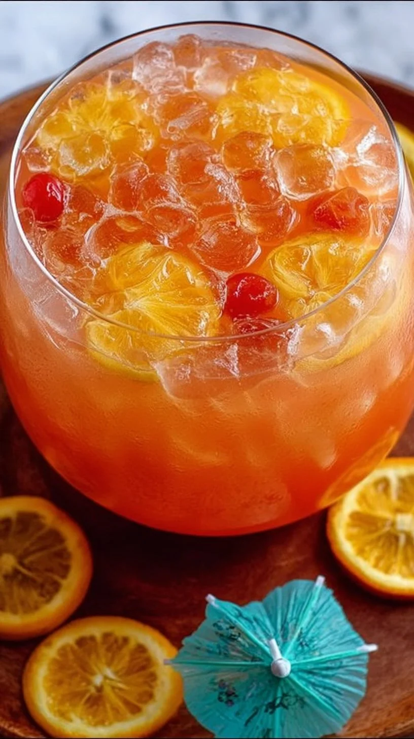 Tropical Mermaid Punch Non Alcoholic drink in a colorful tropical setting