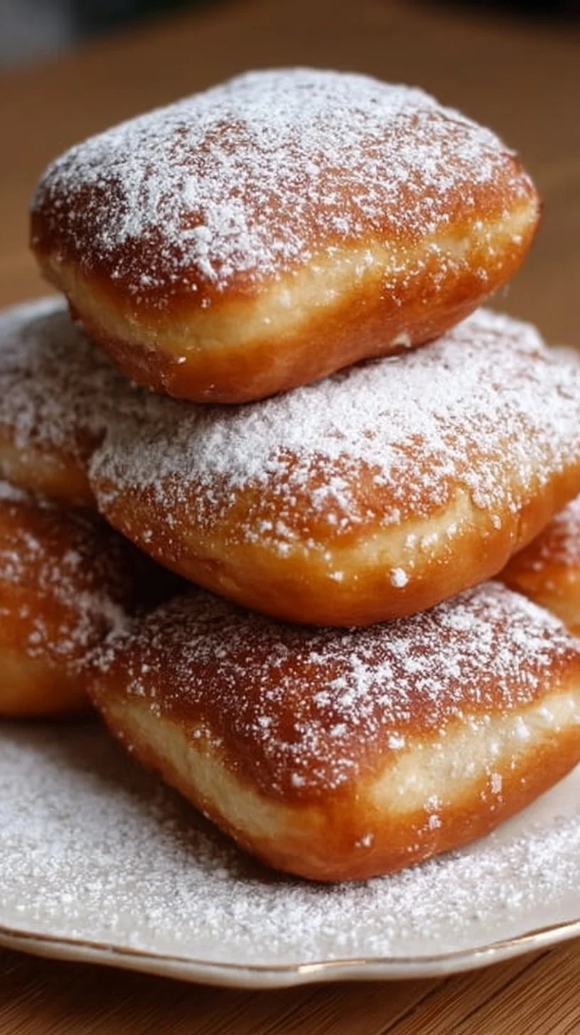 Delicious Vanilla French Beignets dusted with powdered sugar