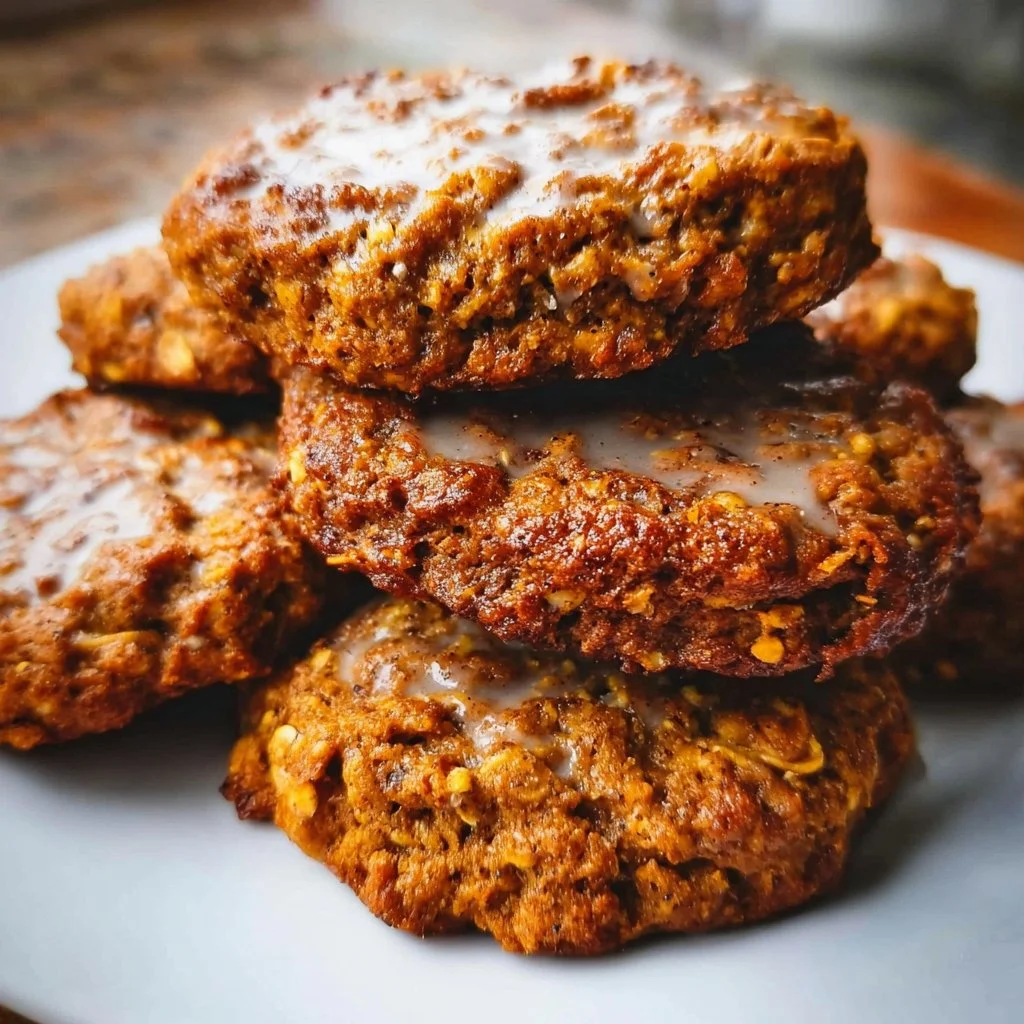 Delicious homemade pumpkin oatmeal cookies on a rustic table