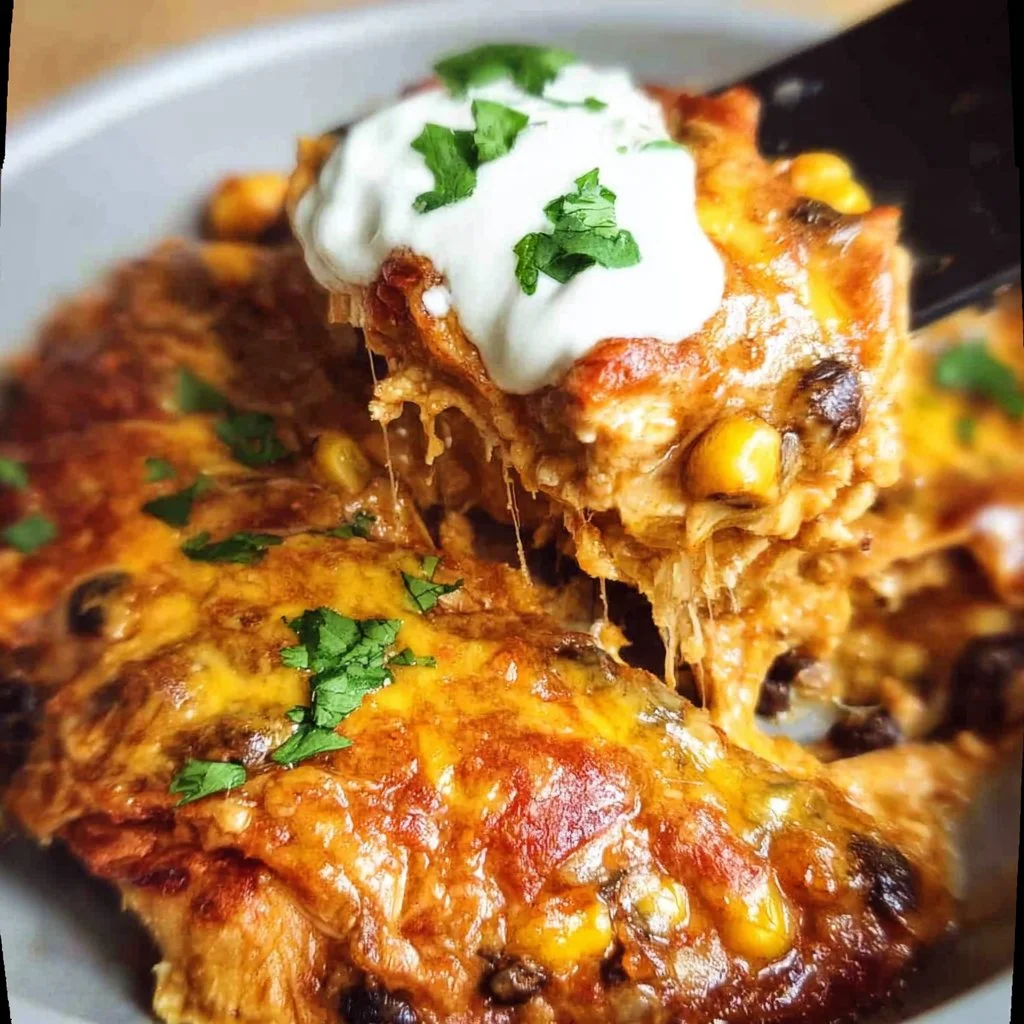 Delicious Chicken Enchilada Crock Pot Meal with tender chicken and zesty sauce