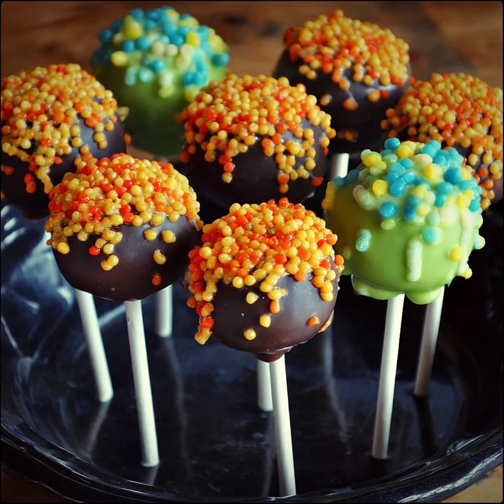 Colorful cake pops decorated for a festive party celebration