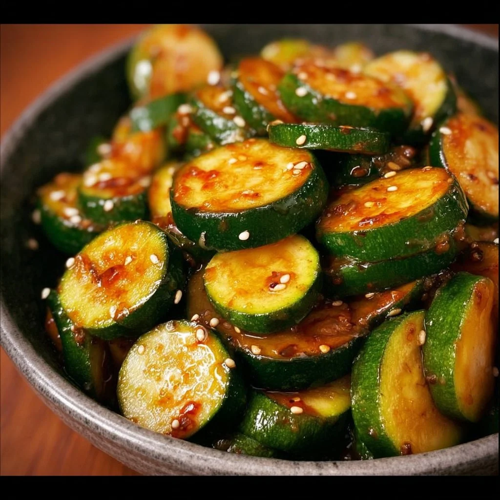 Hibachi Zucchini grilled with soy sauce and garlic for a flavorful side dish