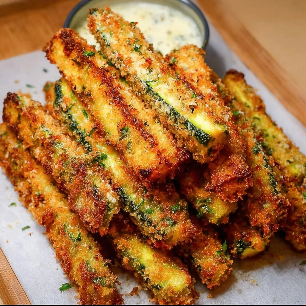 Crispy Parmesan Zucchini Fries served on a plate