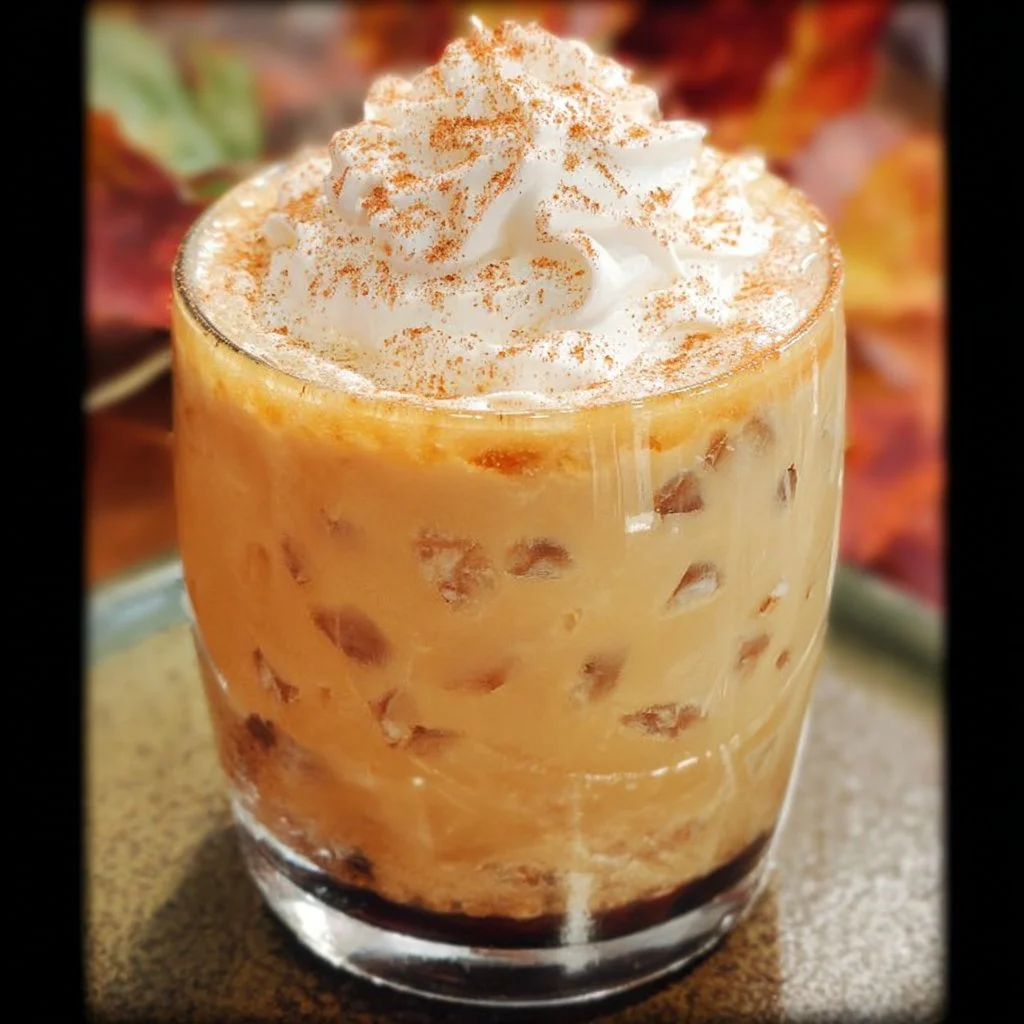 Pumpkin Spice White Russian cocktail garnished with cinnamon and whipped cream