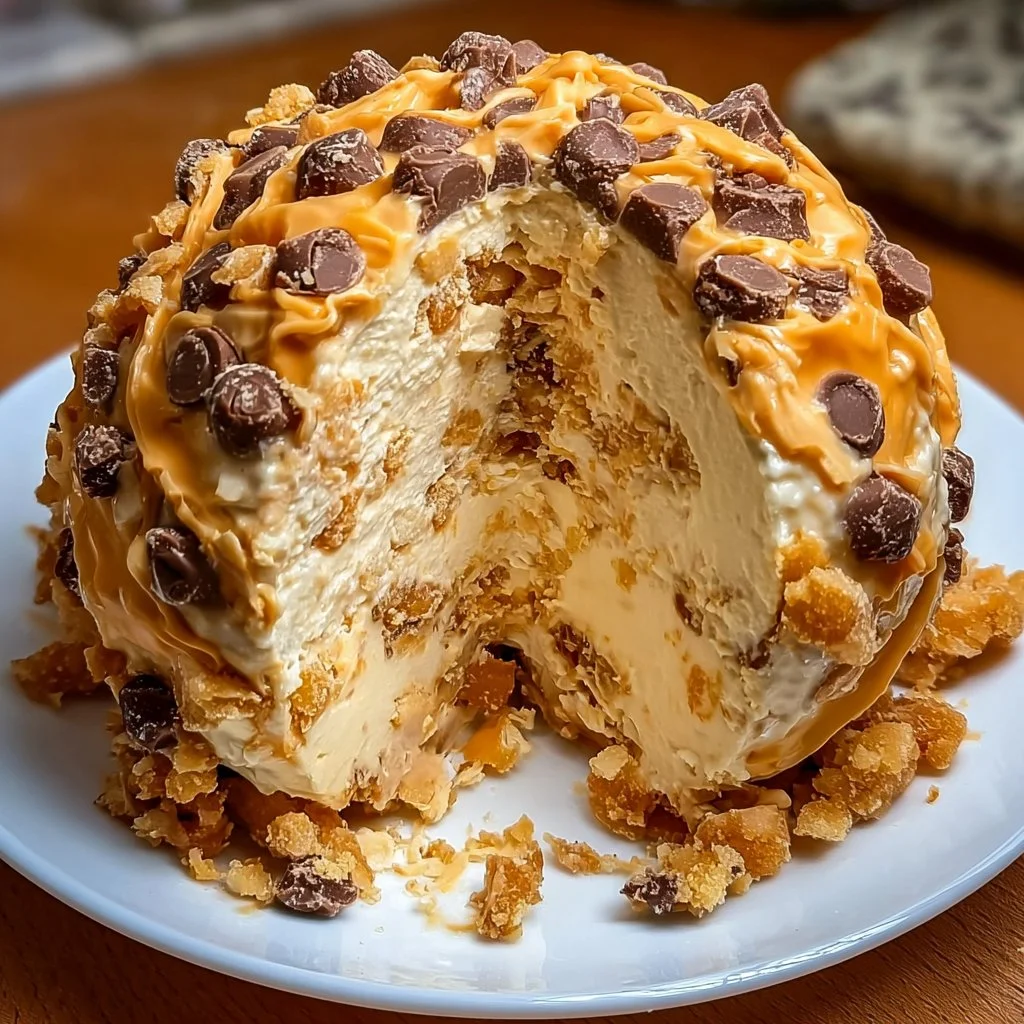 Delicious Reese's Cheese Ball dessert made with peanut butter and chocolate.