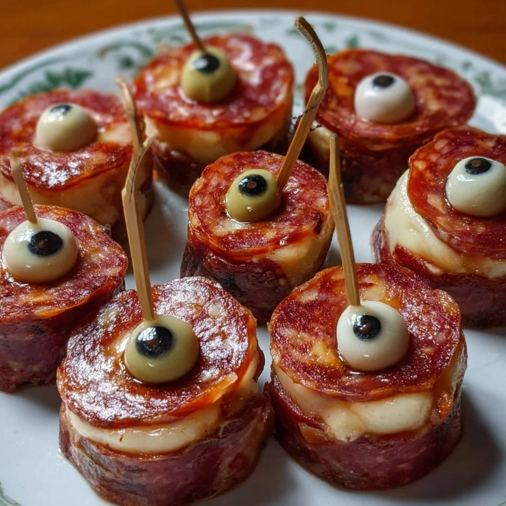Delicious salami mozzarella eyeballs appetizer for party snacks