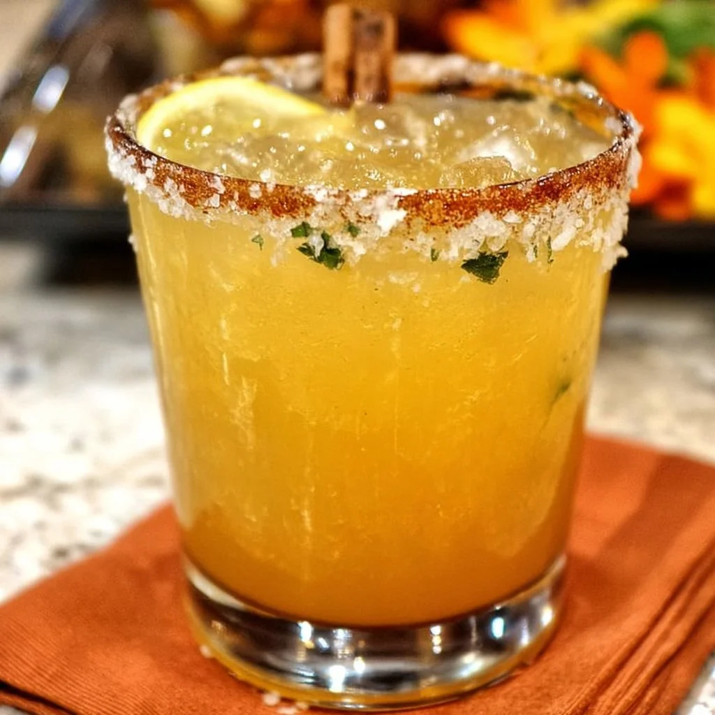Festive Thanksgiving Margarita with autumn spices and garnishes