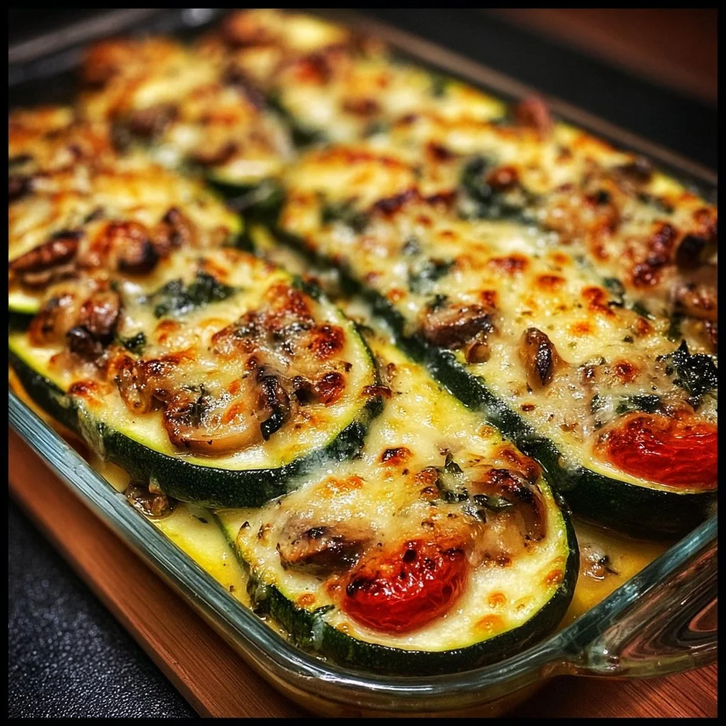 Baked vegetable zucchini dish with cheese and herbs