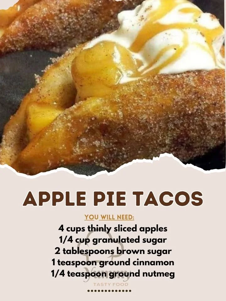 Delicious apple pie tacos served with a caramel drizzle