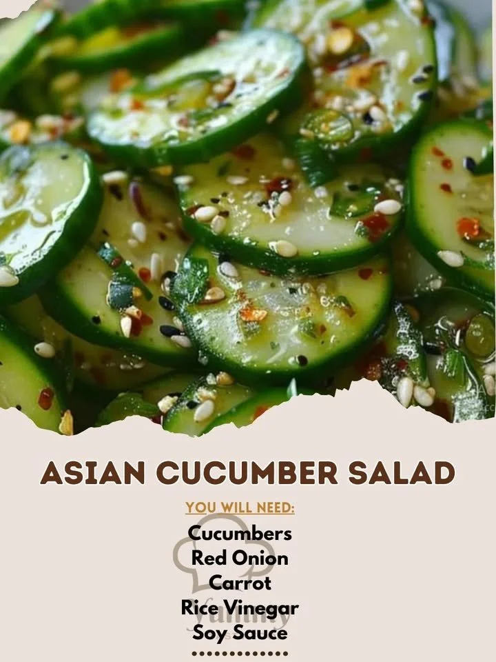 Delicious Asian cucumber salad recipe with fresh vegetables and tangy dressing.