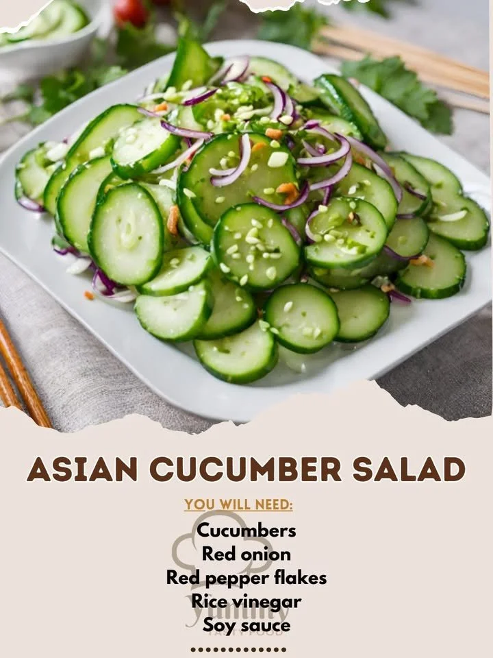 Fresh Asian cucumber salad with colorful vegetables