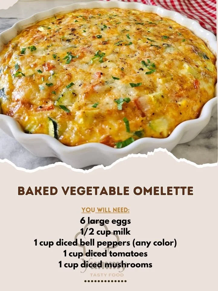 Baked vegetable omelette with colorful vegetables on a plate