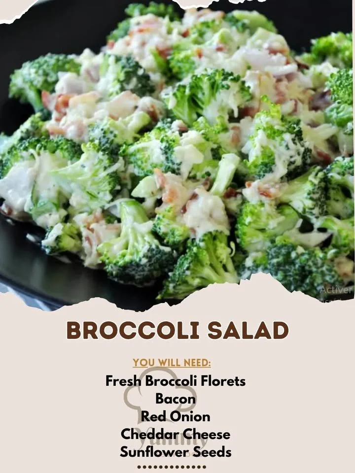 Fresh broccoli salad with vegetables and dressing