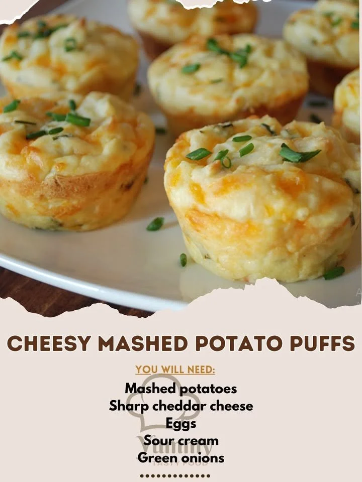 Cheesy mashed potato puffs served warm on a plate