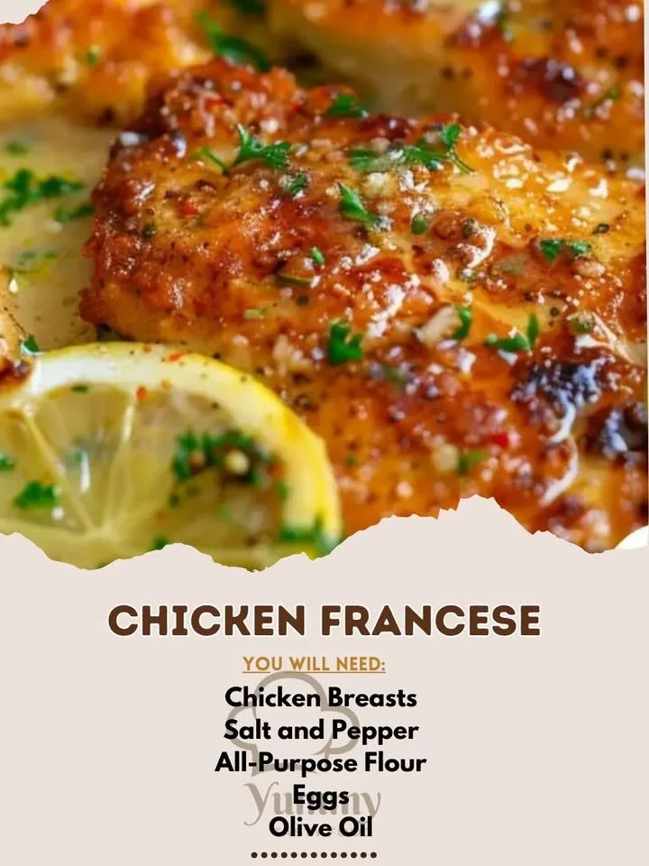 Delicious Chicken Francese dish with lemon sauce and herbs