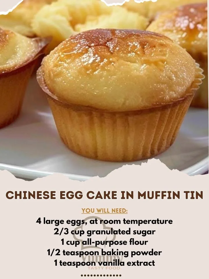 Chinese Egg Cake baked in muffin tin, golden and fluffy