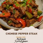 Delicious Chinese pepper steak served with vegetables in a savory sauce