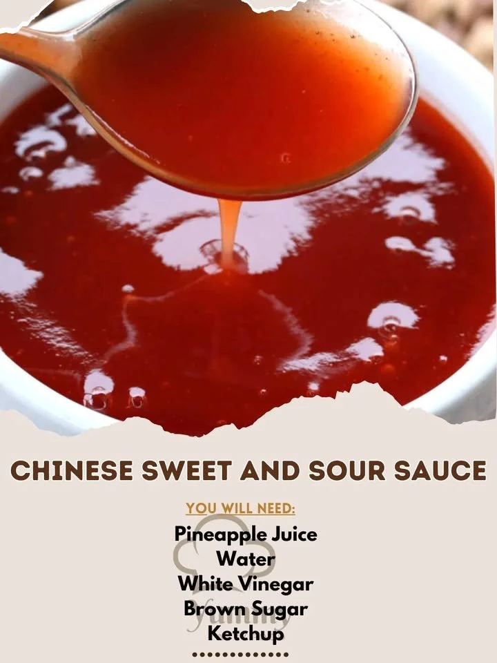 Bowl of homemade Chinese sweet and sour sauce with fresh ingredients