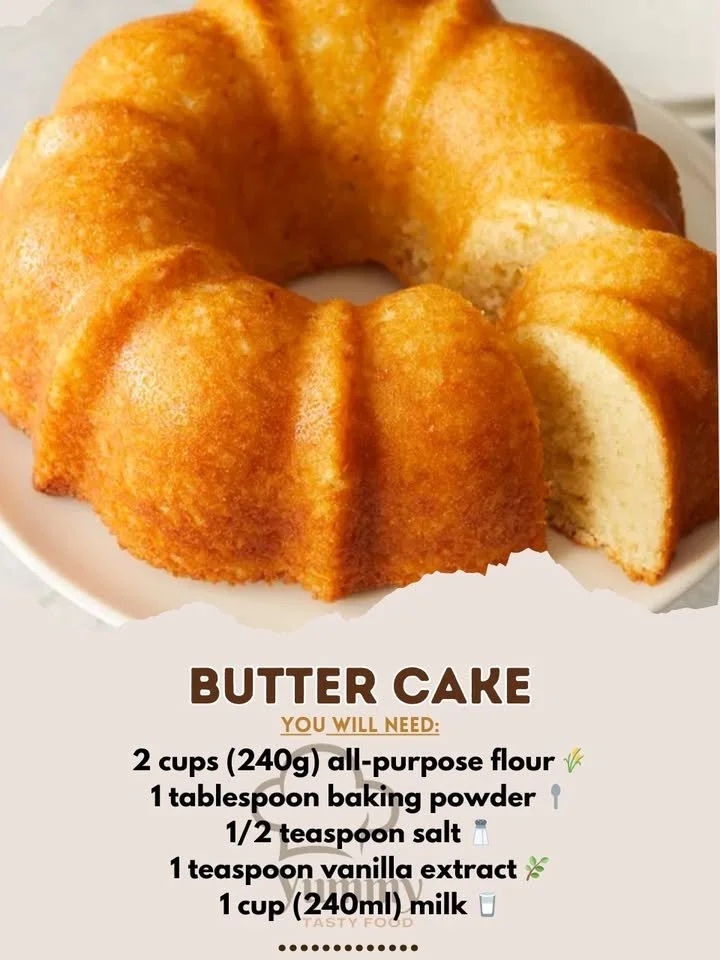 Classic butter cake freshly baked and garnished, ready to be served