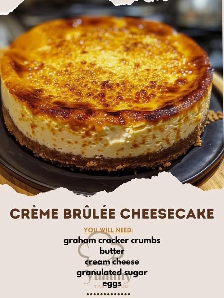 Decadent creme brulee cheesecake with a caramelized sugar topping