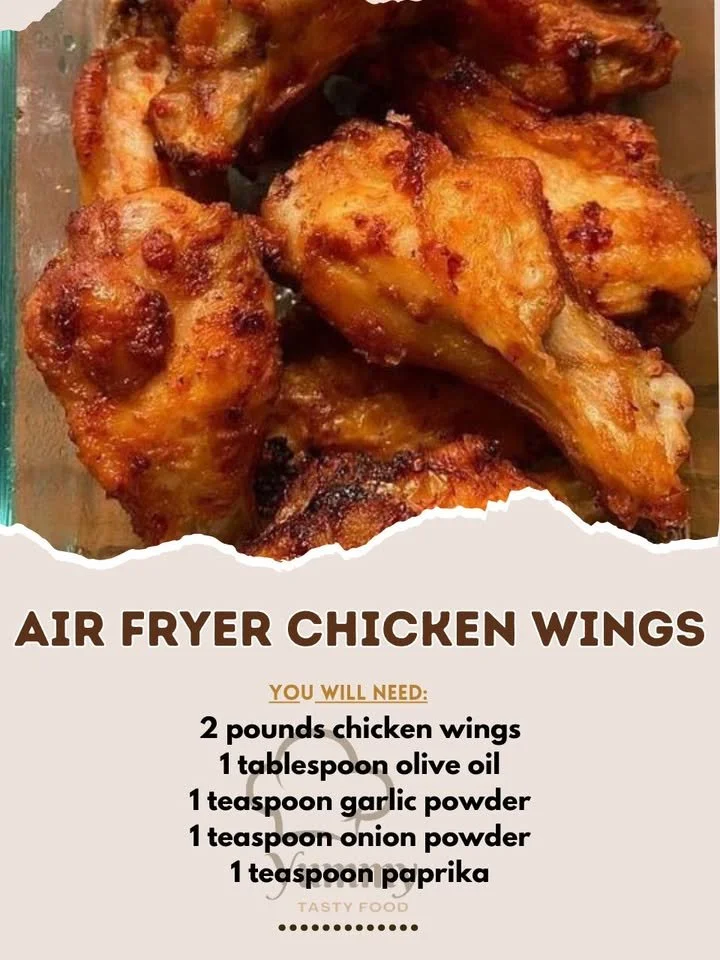 Crispy air fryer chicken wings served on a plate with dipping sauce