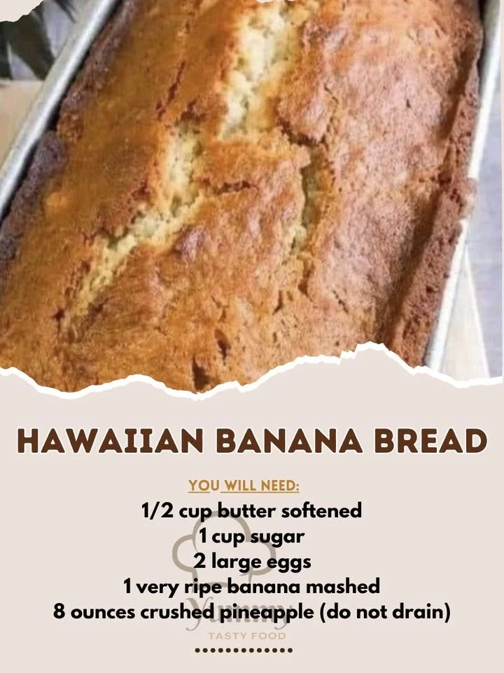 Hawaii-style banana bread freshly baked with tropical ingredients