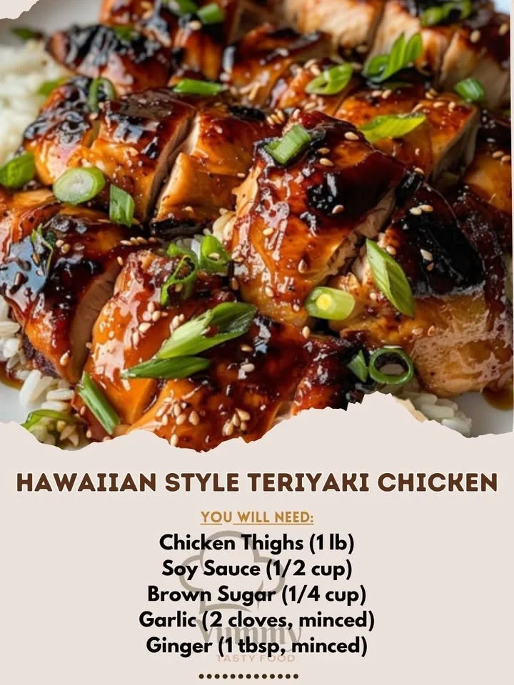 Hawaiian-Style Teriyaki Chicken drizzled with a savory glaze