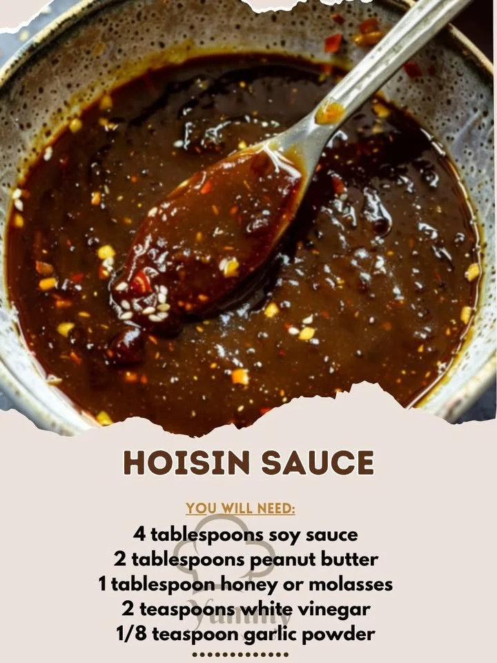 Homemade hoisin sauce in a bowl with ingredients around it