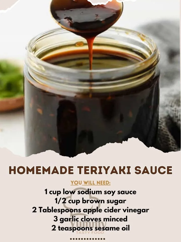 Delicious homemade teriyaki sauce in a glass jar