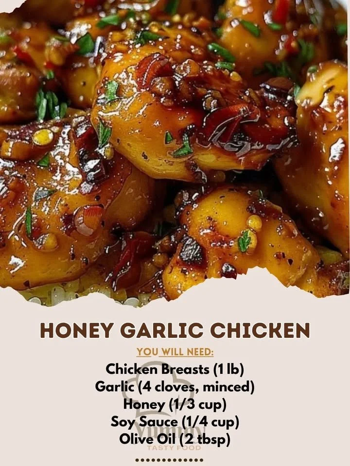 Delicious plate of Honey Garlic Chicken garnished with herbs