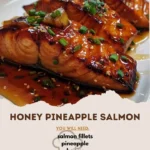 Honey Pineapple Salmon plate garnished with fresh herbs