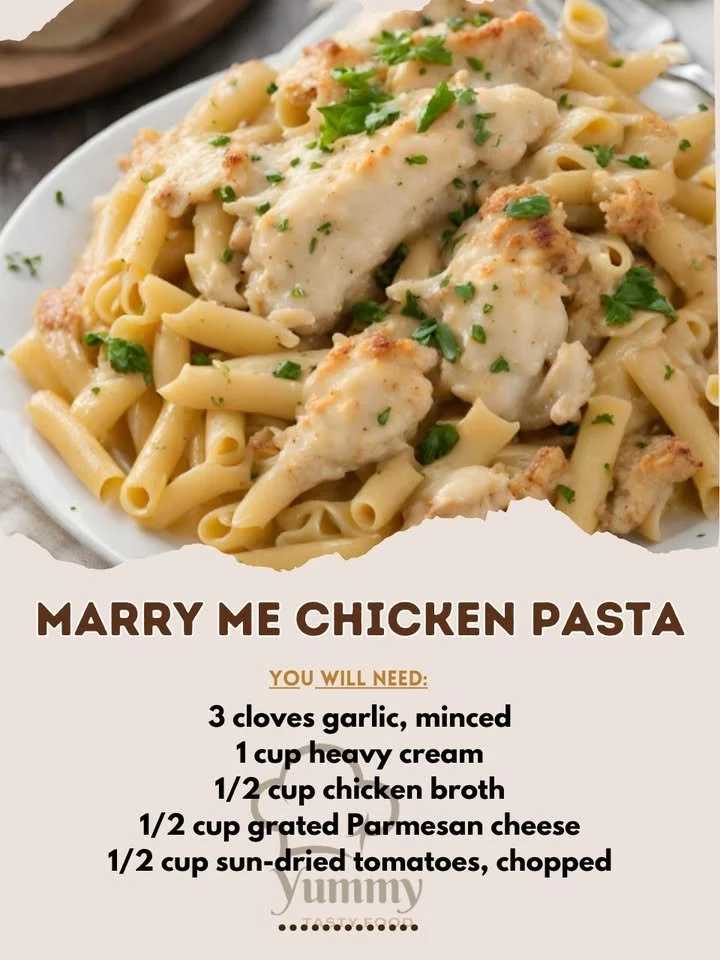 Creamy Marry Me Chicken Pasta ready to be served on a plate.